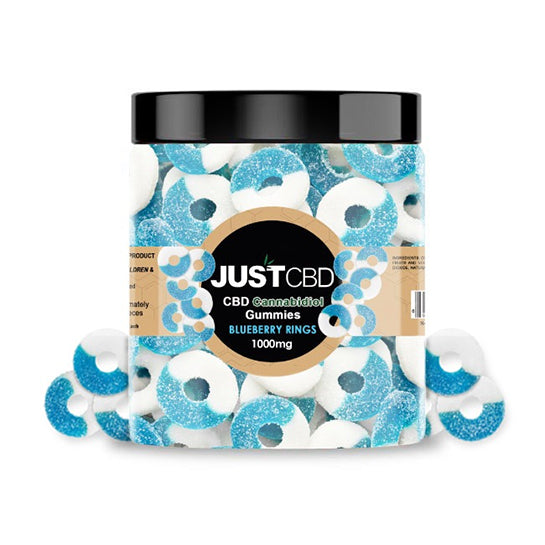 CBD Gummy Blue Raspberry Rings by JustCBD - Nug Republic